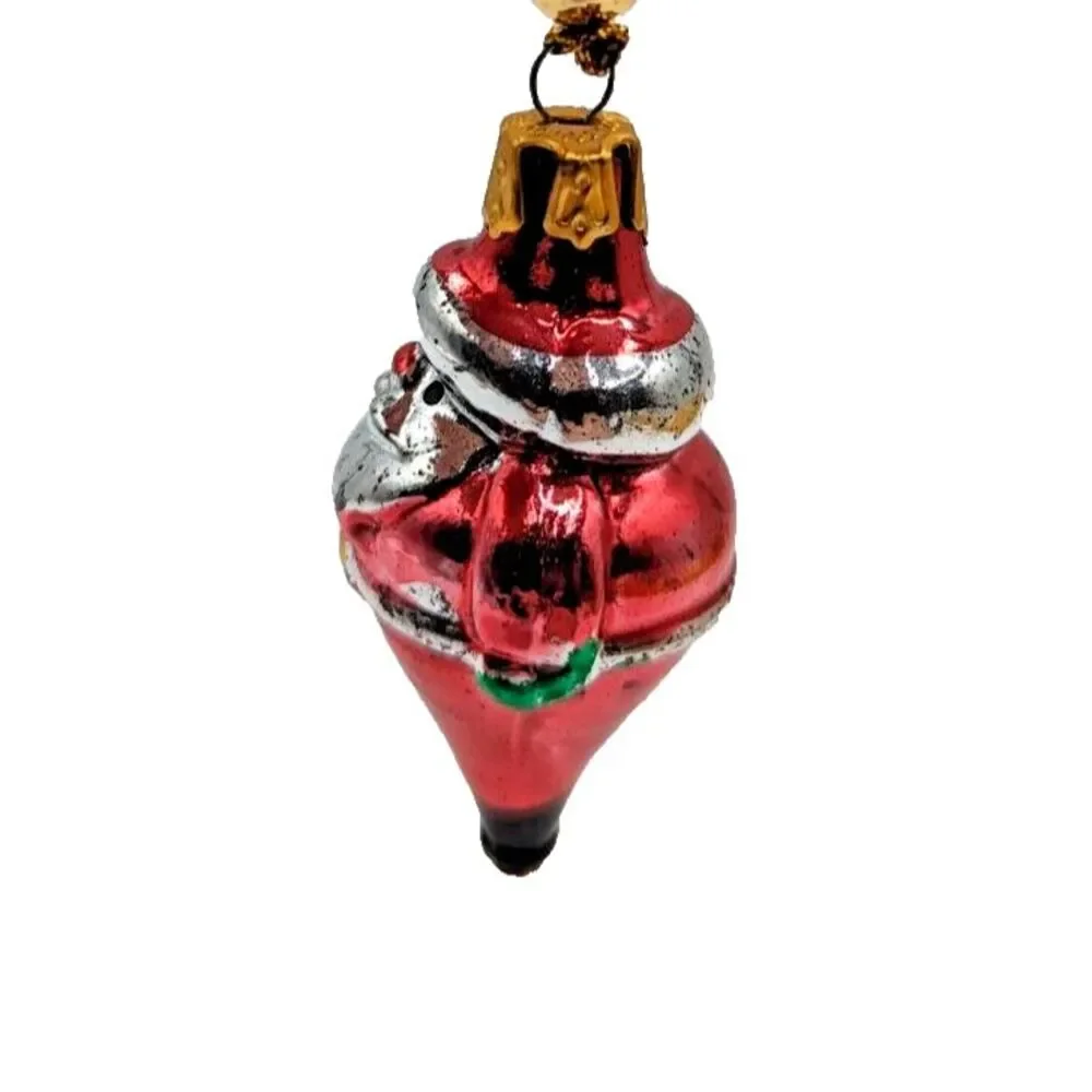2 inch Blown‎ Glass Santa Ornament